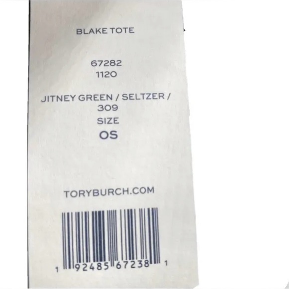 NWT TORY BURCH BLAKE TOTE IN JITNEY GREEN LEATHER SHOULDER BAG POUCH - Picture 8 of 9